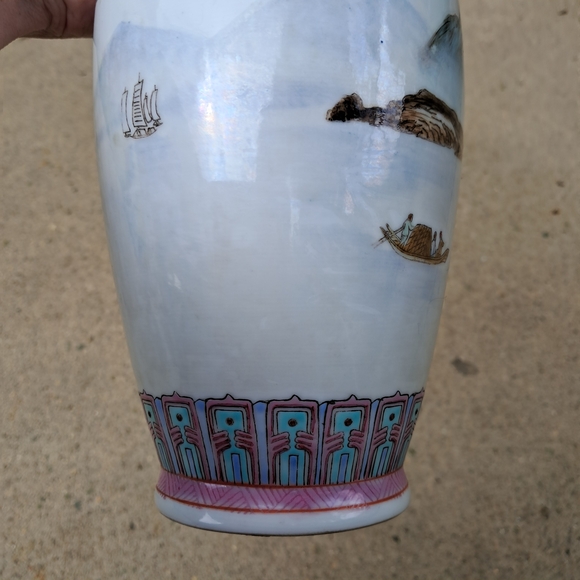 Vibrant Porcelain Vase with Scenic Design - Picture 4 of 8